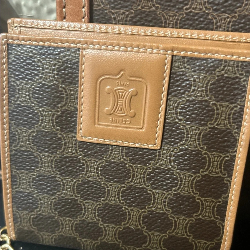 Vintage Celine Brown and Tan Crossbody Bag set with Chain and matching wallet - Picture 3 of 16